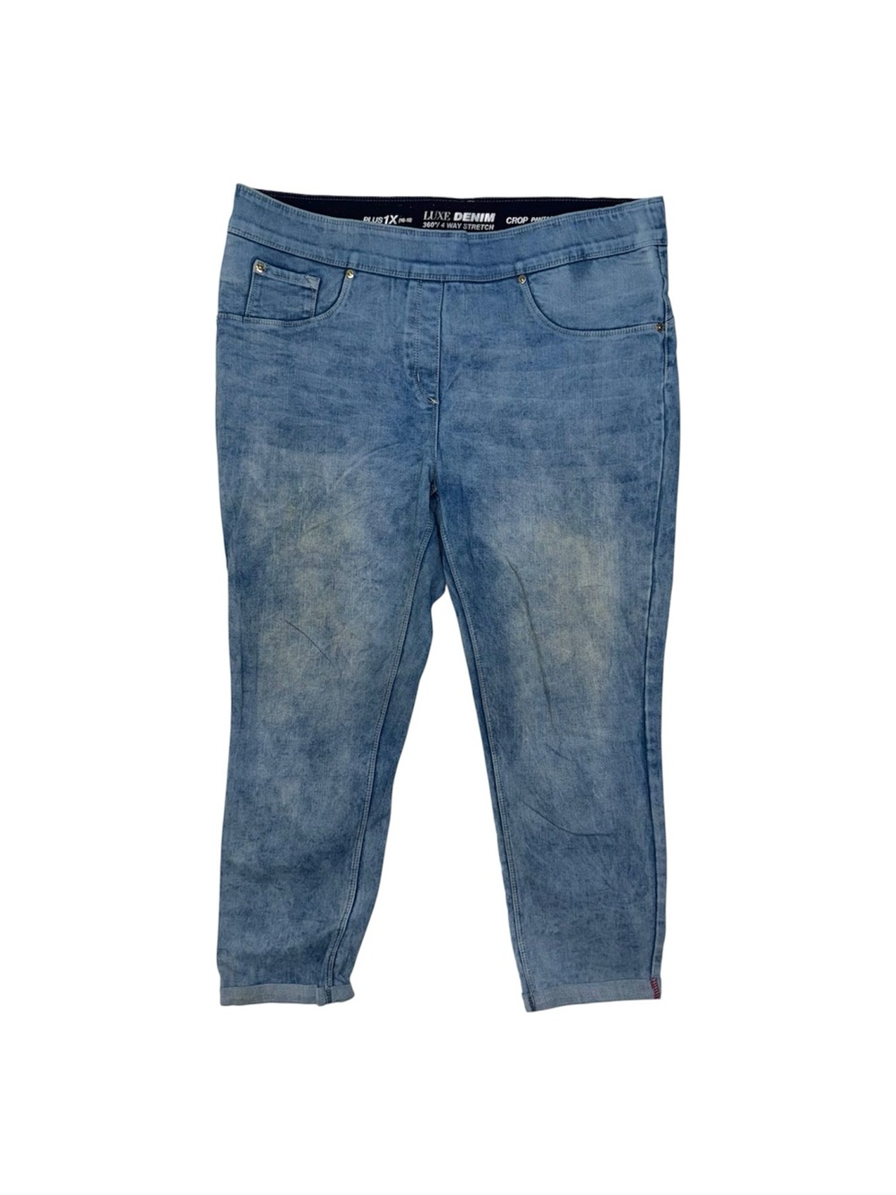 Y2K Light Acid Wash Peter Nygard Crop Pantacourt Capris Luxe Denim Stretch Jeans